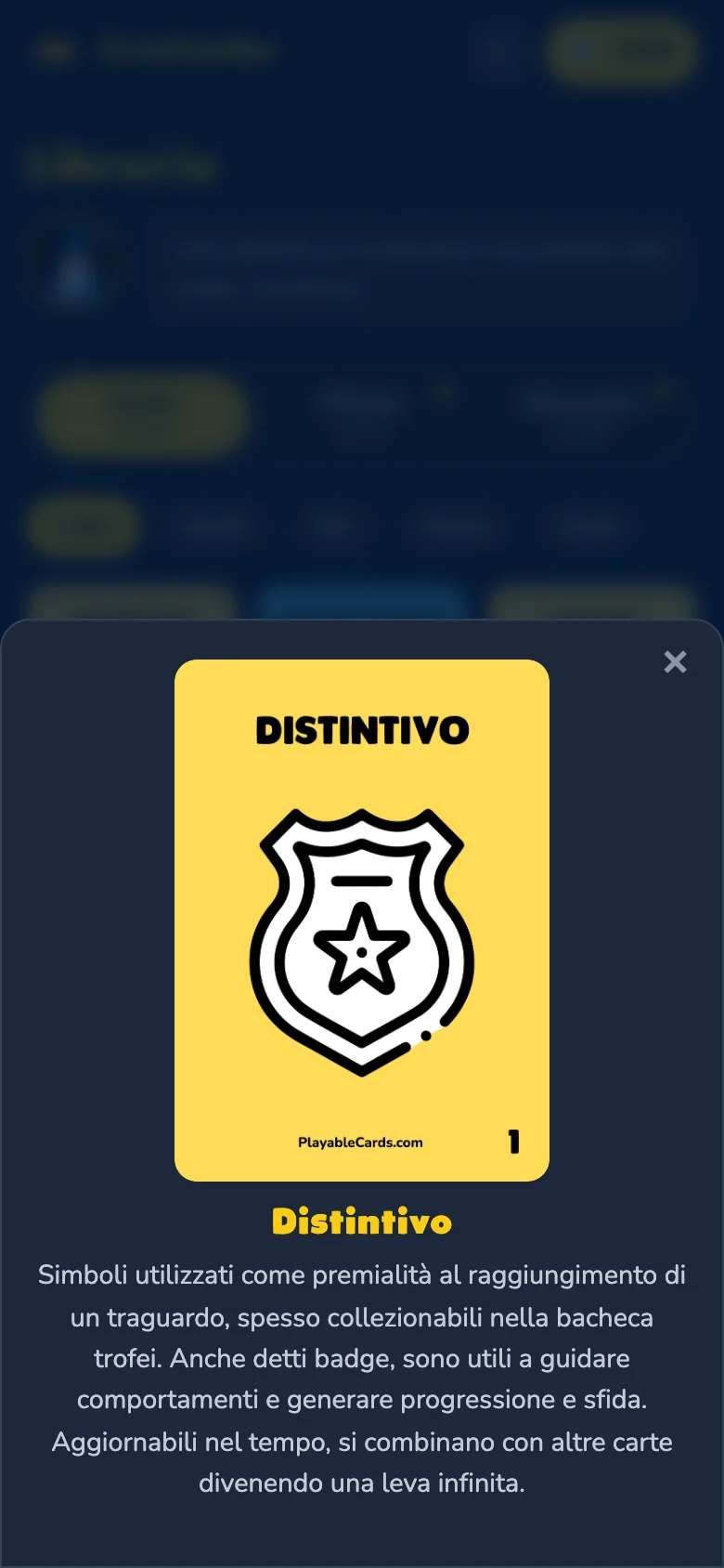 Una carta aperta a schermo intero, con illustrazione e descrizione.